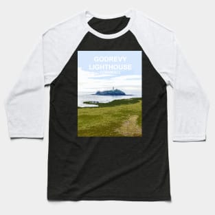 Godrevy Lighthouse Cornwall. Cornish gift. Gwithian. Travel poster Baseball T-Shirt